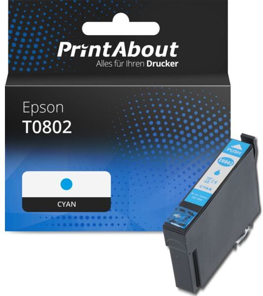 PrintAbout Druckerpatrone kompatibel mit Epson T0802 - Cyan