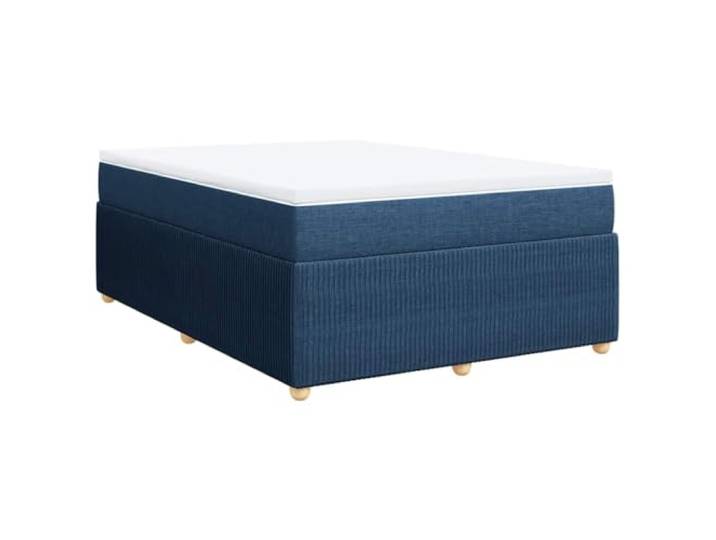 KKgypkn Boxspringbett 140x200 cm Blau Stoff mit Taschenfederkernmatratze, Lattenrost und Matratzenauflage, weiches Polyestergewebe, atmungsaktiv und strapazierfähig, stabile Bettfüße
