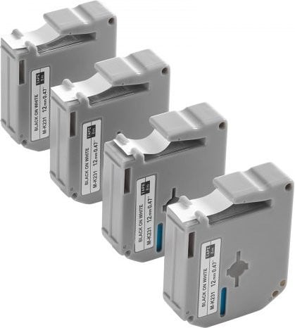 VEVOR Label Tape 4-pack, zwart op wit, 12 mm breed, compatibel met Brother labelmakers PT-M95, PT-90, PT-70BM, PT-85, PT-80, vervanging voor M-K231