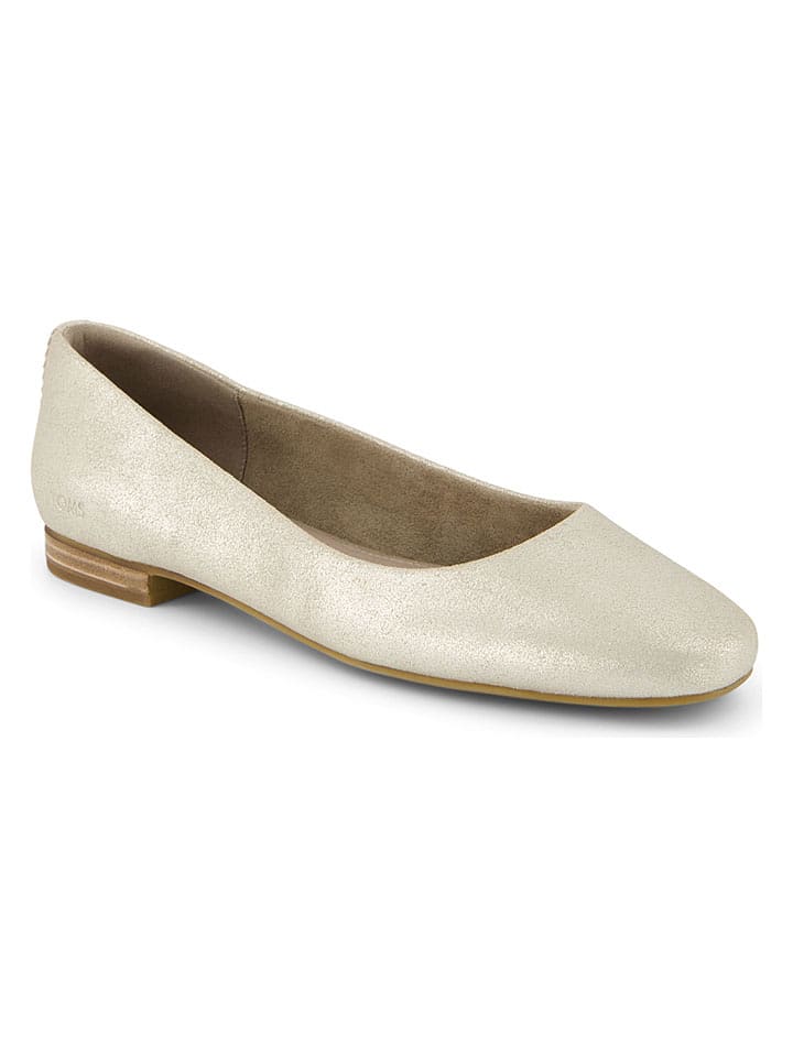 TOMS Leder-Ballerinas in Creme - 42,5