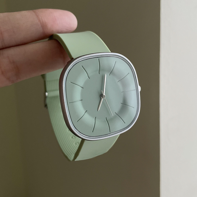 ModernMart Luxury Womens Square Face Watch With Silicone Strap Waterproof Quartz Timepiece green