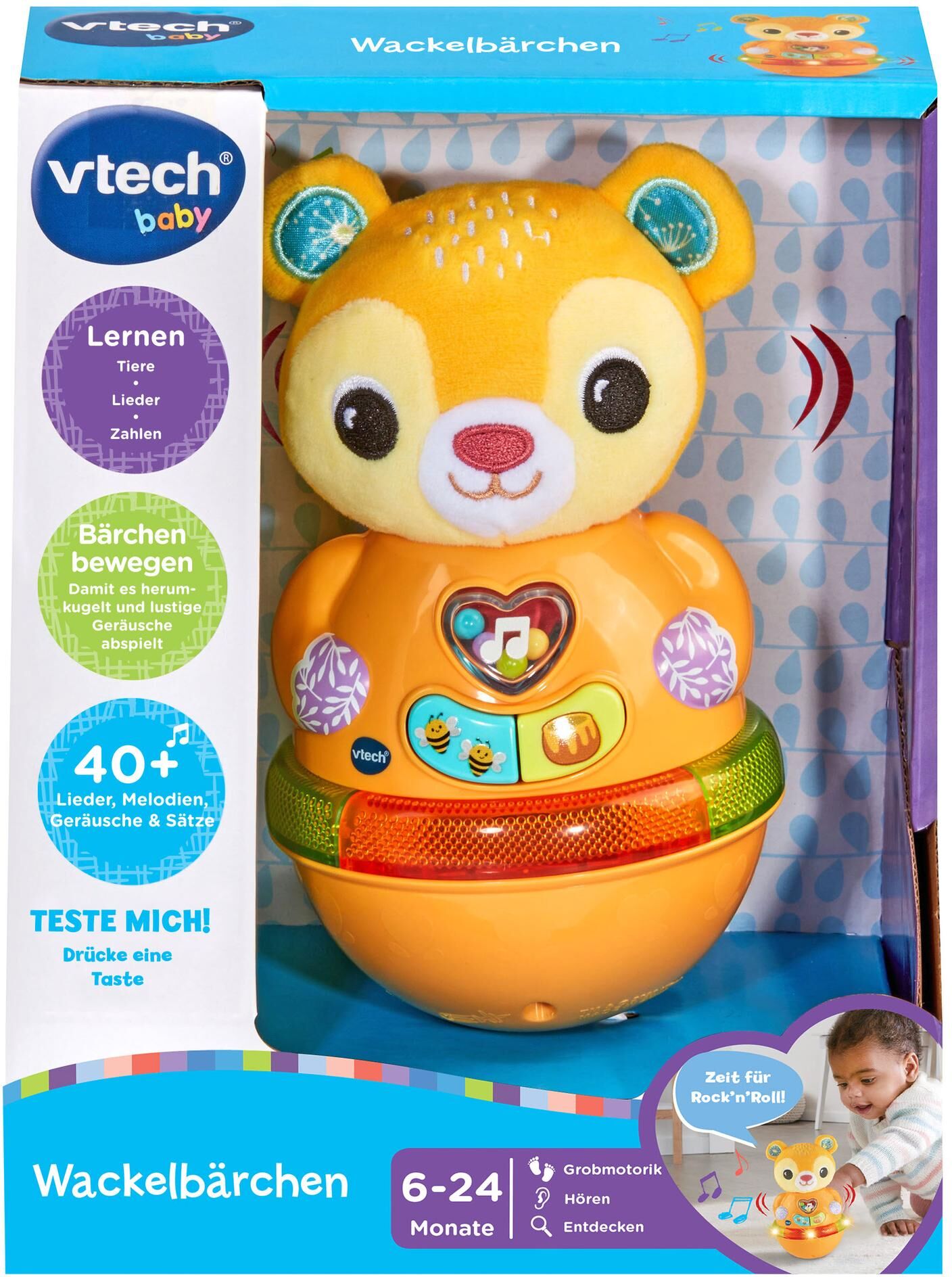 Lernspielzeug VTECH "Wackelbärchen -DE-", Kinder, bunt (hellbraun, mehrfarbig), Lernspielzeug Lernspielzeug hellbraun, mehrfarbig Einheitsgröße