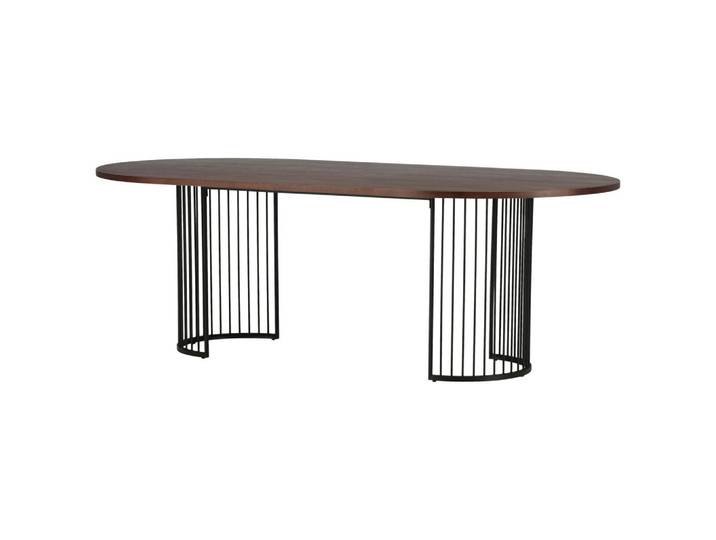 Livetastic Esstisch, Schwarz, Dunkelbraun, Metall, furniert, oval, rund, 110x75x220 cm, Esszimmer, Tische, Esstische, Esstische oval