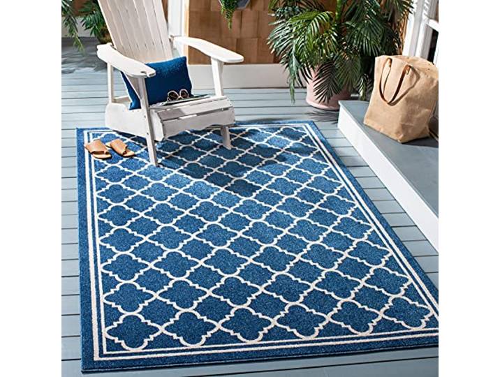 Safavieh Indoor Outdoor tapijt Hedendaagse 120 X 180 cm Bleu Marine/Beige