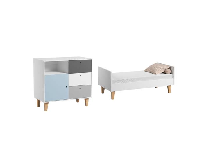 Lit bébé évolutif et Commode à langer Vox Concept Bleu