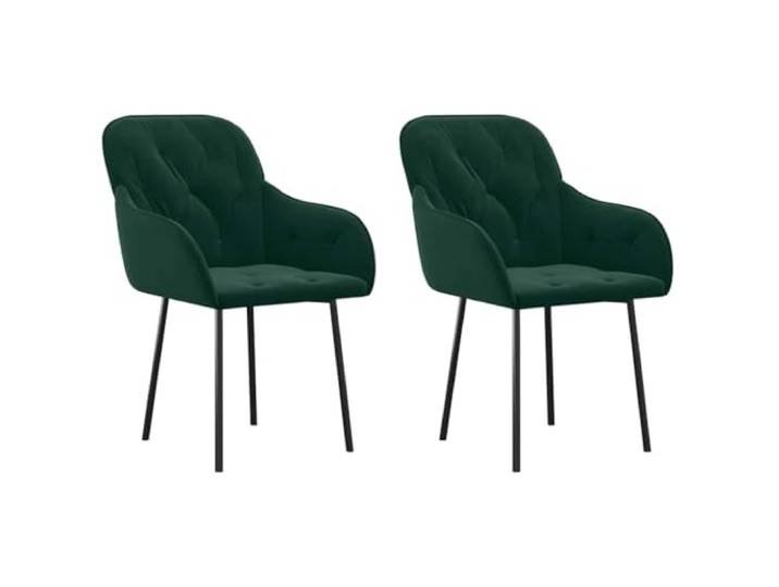 KUTYWEXFM Esszimmerstühle 2er Set Dunkelgrün Samt Polsterstuhl Metall Moderne Küchenstühle aus Samt mit Armlehne und Metallbeinen für Esszimmer, Wohnzimmer & Esstisch. Set aus 2 Stühlen.