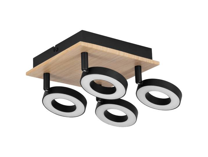 Spot Rielves braun, schwarz 2000 lm B 17 cm - Material: Holz, Stahl - Spot