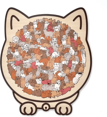 Inspire Curations Cat Shaped Wooden Jigsaw Puzzle 135PCS Unique Animal Puzzle For Relaxing Play & Decor b
