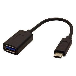 NoName USB-Kabel USB (3.1), USB A F- USB CM, 0,15 m, rund, schwarz, Plastiktüte, OTG-Kabel (USB-A, USB-C) (35550662)