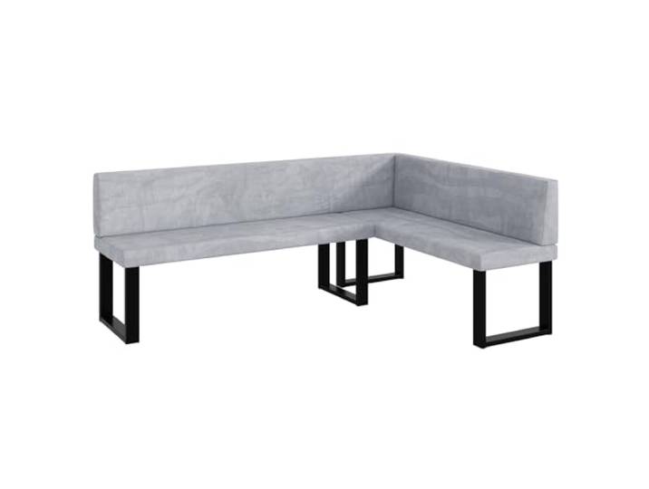 MEBLINI Eckbank für Esszimmer - Küchenbank - Essecke - Sitzecke Küche - Toni - U-Beine 142x196x87cm Rechts - Hellgrau Samt