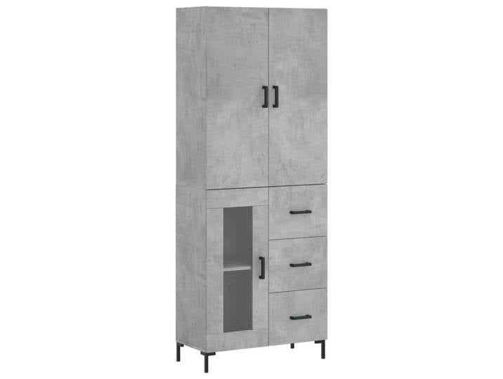 vidaXL Highboard NA Highboard Betongrau 69,5x34x180 cm Spanplatte Glas Vitrine