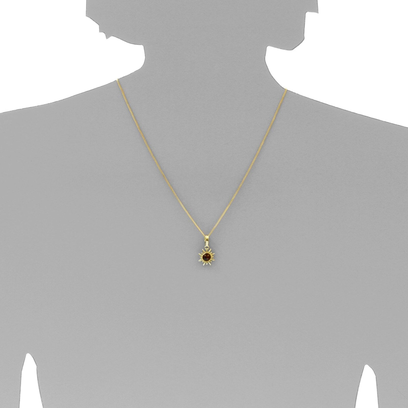 Kette mit Anhänger OSTSEE-SCHMUCK "Ostsee-Schmuck Kette mit Anhänger Sonne Kette mit Anhänger Sonne" Gr. 45, gold (weiß, neutral), Halsketten, Damen, 45cm, Gelbgold 333, L: 42, Kette mit Anhänger
