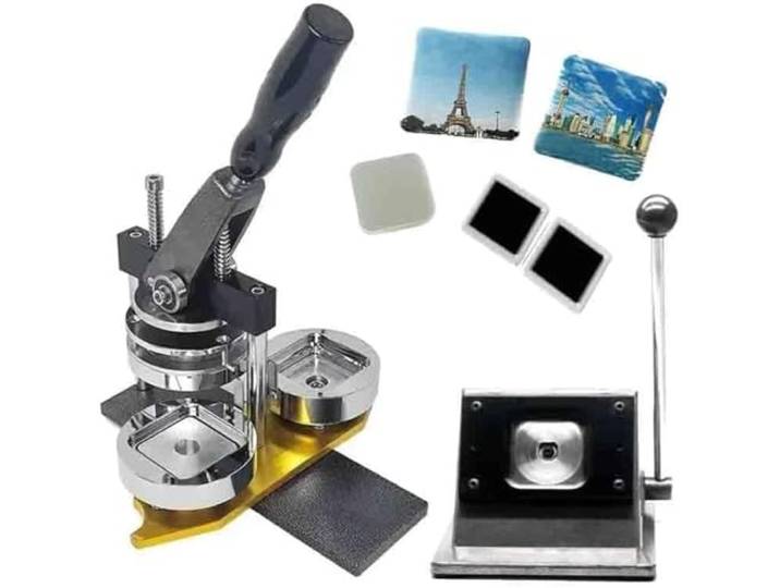 HUIBBGO 50 mm quadratischer Button-Maker, manuelle Button-Presse, für die Herstellung von Magneten, Kühlschrank-Buttons, Kunsthandwerk