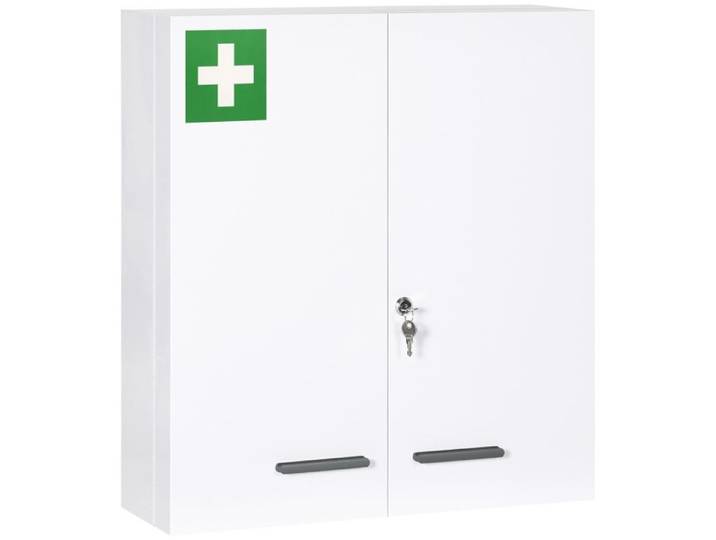 Kleankin armoire à pharmacie 2 portes 6 étagères armoire à pharmacie murale en acier blanc 55x18x60cm pour le stockage des