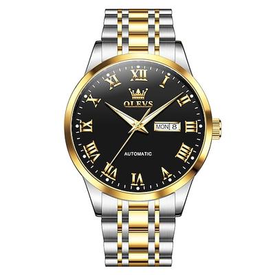 OLEVS Herren Mechanische Uhr Luxus Mode Business Armbanduhr Automatische Mechanische Uhr wasserdicht leuchtende Edelstahl Woche Herren Uhr