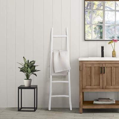 LuxenHome "White Solid Wood 5-Rung Blanket Ladder - 59.1"" H"