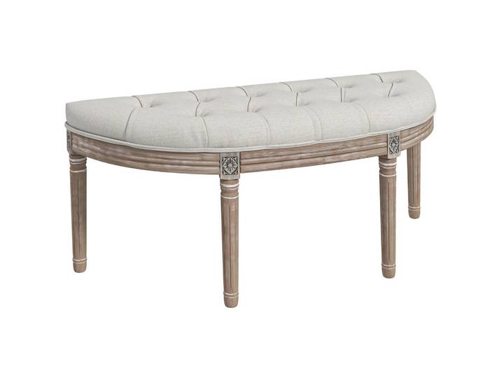 ComfortXL Hockerbank De-12827 Halbmondform, Louis XVI-Stil Creme, 44x49x110 cm, Wohnzimmer, Sessel, Hocker & Hockerbänke, Sitzhocker