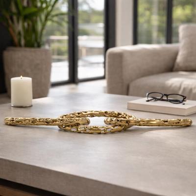 "Sagebrook Home 31"" Mahin Aluminum Link Chain in Gold Finish, 3""H - 31"" x 8"" x 3"""
