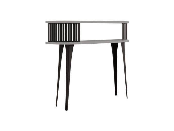 Mirjan24 Konsolentisch Roenni Oval, Schwarz, Grau, Metall, Oval,Oval, 25x86x100 cm, Wohnzimmer, Wohnzimmertische, Konsolentische