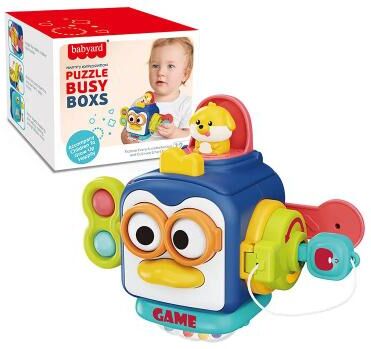 Daily Deals Depot Baby Busy Board Cube, Montessori Sensory Toy For Toddlers, Educational Learning Activities & Lock Box Fine Motor Skill c