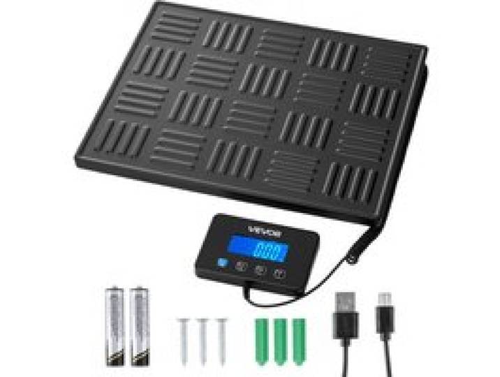 VEVOR Digitale Paketwaage, 20/100 g, doppelte Genauigkeit, 300 kg Plattformwaage mit Hold-/Tara-Funktion & LCD-Display, für Pakete, Porto, Gepäck, Batterie & Ladekabel im Lieferumfang enthalten