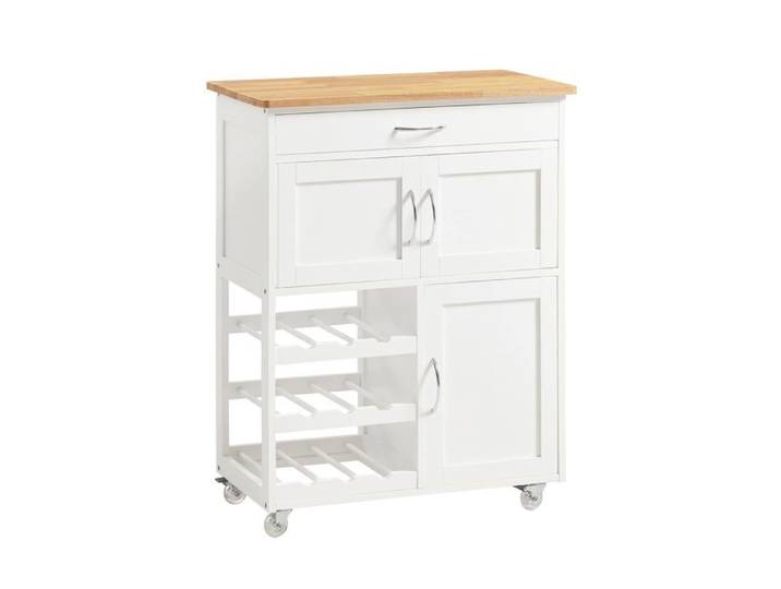 Meuble Cuisine à roulettes avec Plan de Travail Desserte Cuisine avec tiroirs Range-Bouteilles îlot Cent PETIT MEUBLE DE RANGEMENT