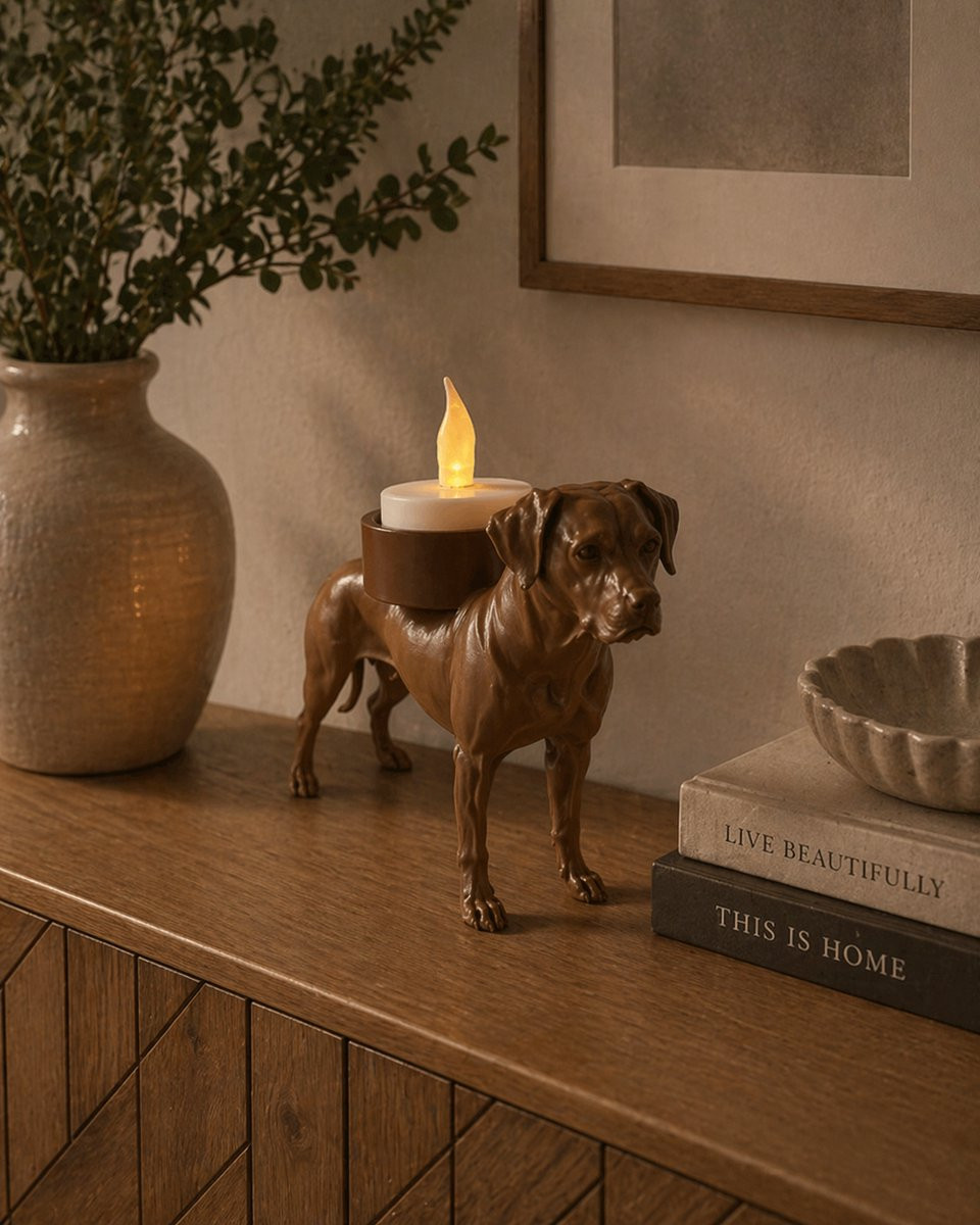 Waxinelichthouder Rhodesian Ridgeback - Bruin honden decoratie cadeau