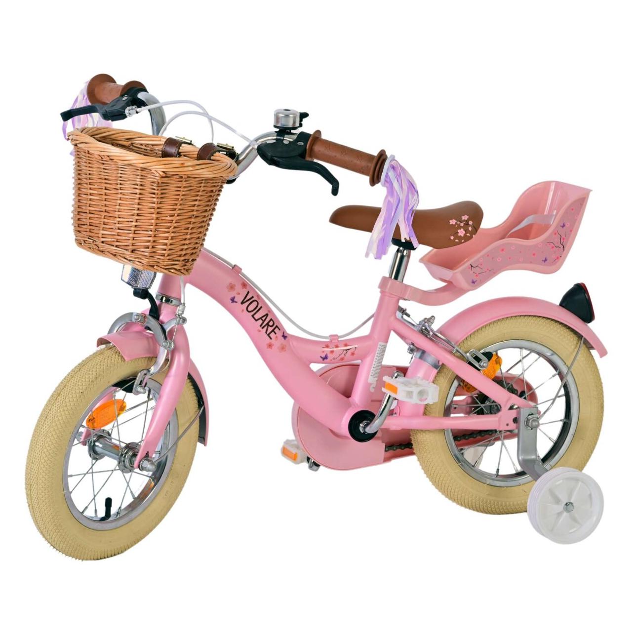 Volare Blossom Kinderfahrrad - Mädchen - 12 Zoll - Rosa - Zwei Handbremsen (12") (60025811)