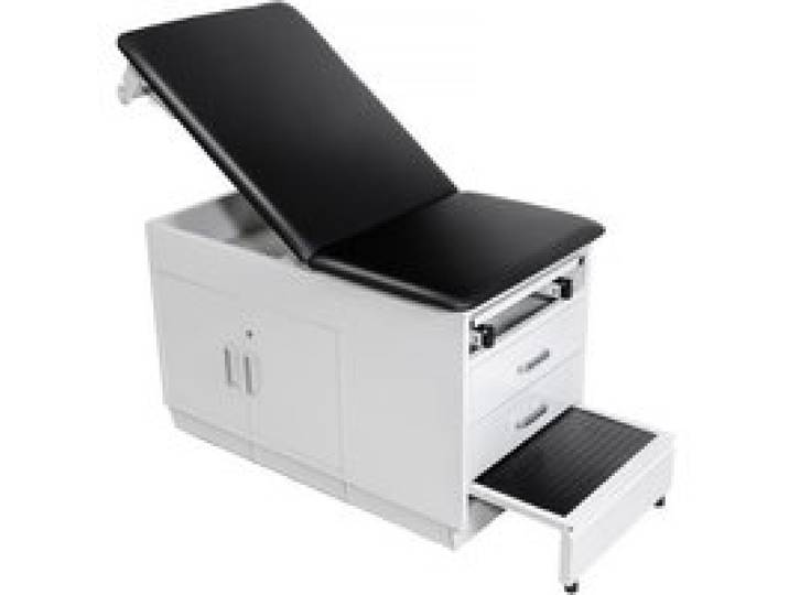 VEVOR Divan Examen Médical Dossier Réglable Table Examen Médicale Charge 227 kg pour Visite Médicale Physiothérapie, avec Armoire Verrouillable, Tiroirs, Distributeur Papier, Marchepied, Repose-jambes