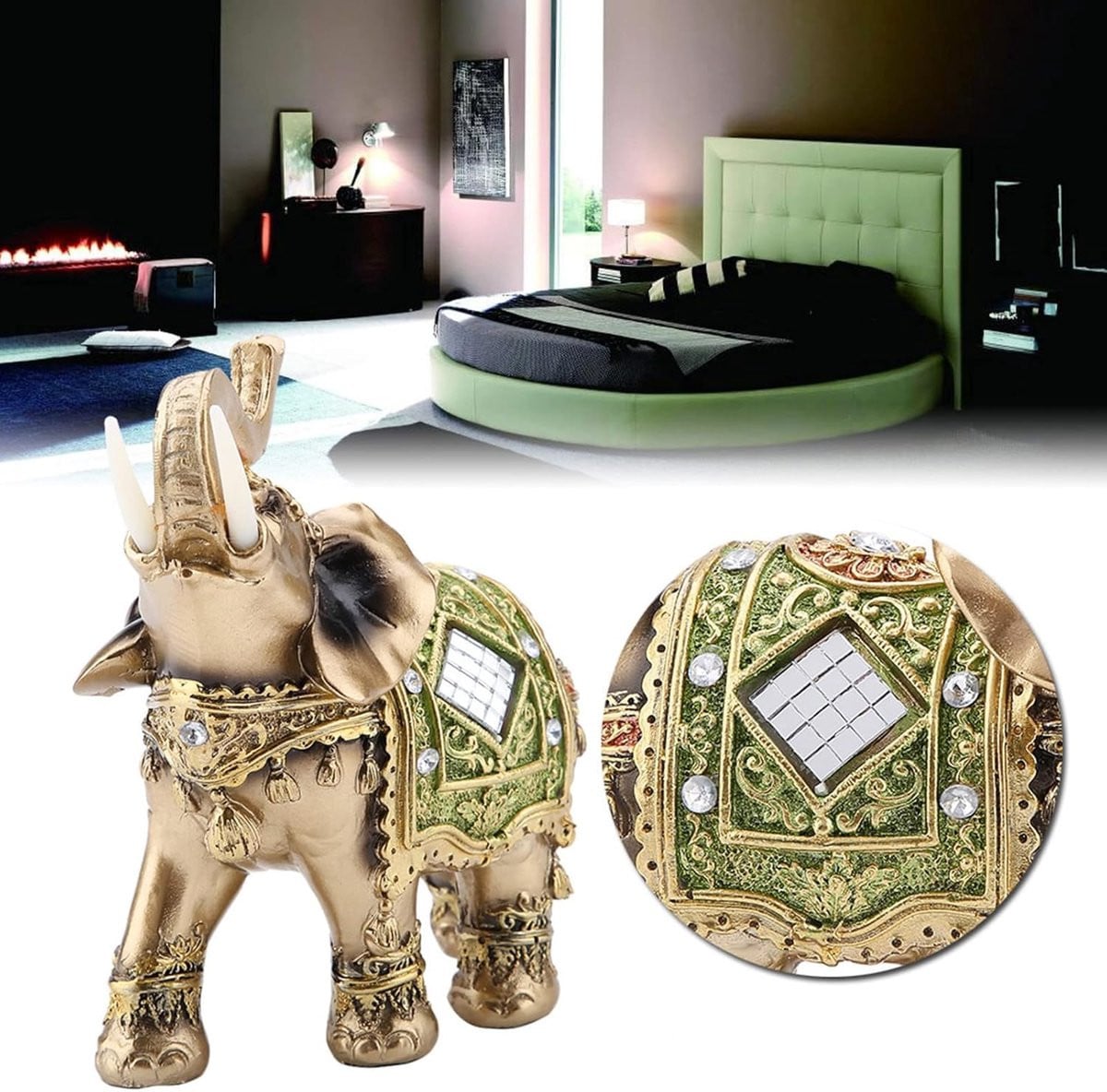 Groen Olifant Beeld Feng Shui Sculptuur voor op tafel