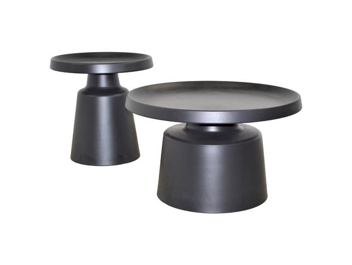 Mid.you Couchtischset, Schwarz, Metall, 2-teilig, Uni, rund, zylindrisch, 50x50x50 cm, Wohnzimmer, Wohnzimmertische, Satztische