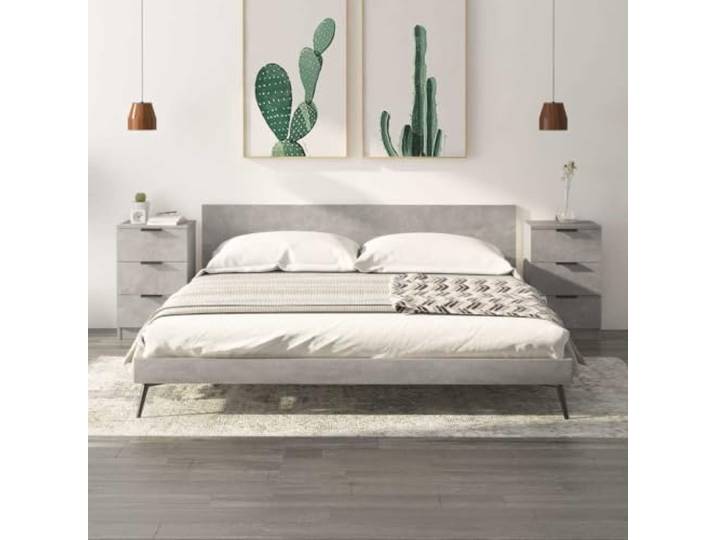 HEFZGDB Nachttische 2 STK. Betongrau 40x36x65 cm mit 3 Schubladen, Stauraum, robuster Oberplatte, modernes Design, Holzwerkstoff, feuchtigkeitsbeständig, Beistellschrank,