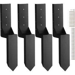 VEVOR Reparaturset für Zaunpfostenanker 4er-Pack Innendurchmesser 8,9 x 8,9 cm Stützpfosten aus Stahl für Zaunpfosten Anker-Erdspieß zur Reparatur von geneigten gebrochenen Holzzaunpfosten Umhüllung