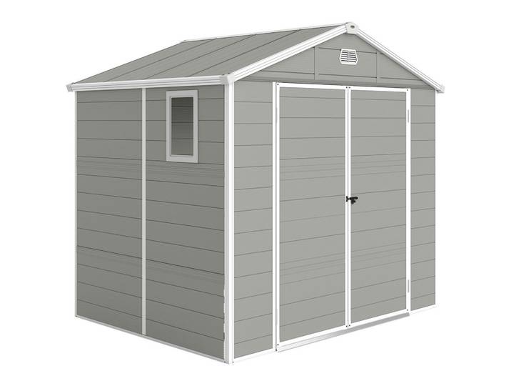 Outsunny Gartenhaus Kunststoff Aluminium Hellgrau, 190x228x240 cm, Gartenzubehör, Geräteschuppen