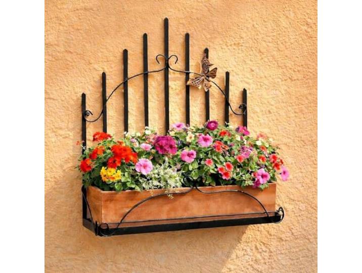 DanDiBo Pflanzenhalter Wand Wandblumenhalter Blumenhalter Blumentopfhalter Schwarz Metall 50 cm Hängend Wandkorb 96237 Pflanzenregal Blumenregal Wandregal