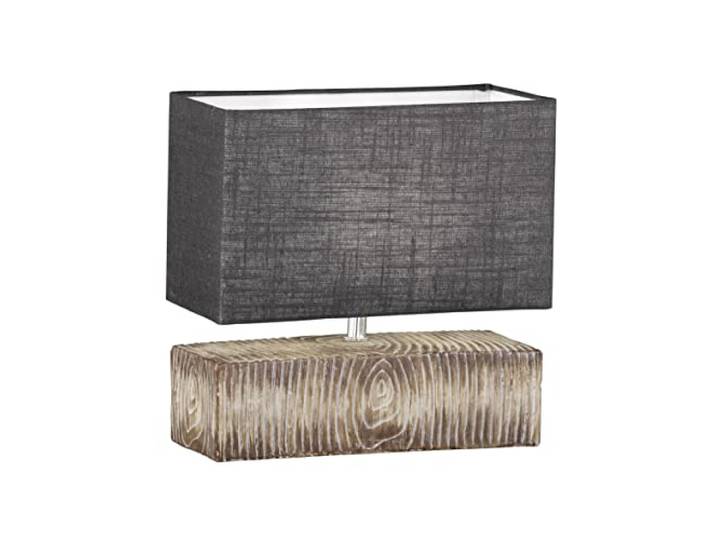 Fischer & Honsel Tischleuchte, Hauke holzfarben Schirm 30x13x18cm, Anschlußkabel schwarz Stoffschirm-leinen grau L: 30,00 cm, B: 13,00 cm, H: 30,00 cm mit Schnurschalter 1x E14 max. 25,0 Watt 50643