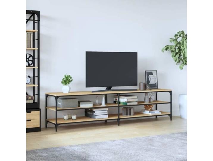 Meuble TV chêne sonoma 200x30x50 cm bois d'ingénierie et métal 826760