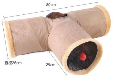 Inspired Finds CozyPlay Collapsible Cat Winter Suede Tunnel Interactive Play & Hideaway For Kittens, Puppies & Rabbits t Tunnel Khaki