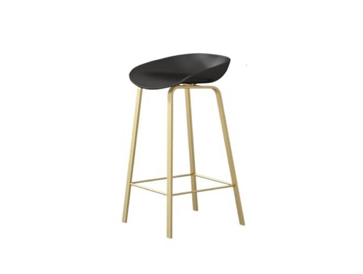 9bbhfJw4R Höhenhocker Schwarz/weißer Barhocker-Sitz, Hochstuhl, goldene Beine(Schwarz,Klein)