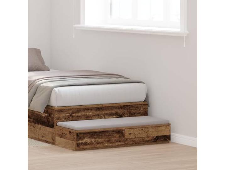 HEFZGDB Nachttisch mit 2 Schubladen aus recyceltem Altholz 100x36,5x16,5 cm Ingenieurholz - Rustikales Design für Schlafzimmer mit viel Stauraum und langlebiger Stabilität, einfache