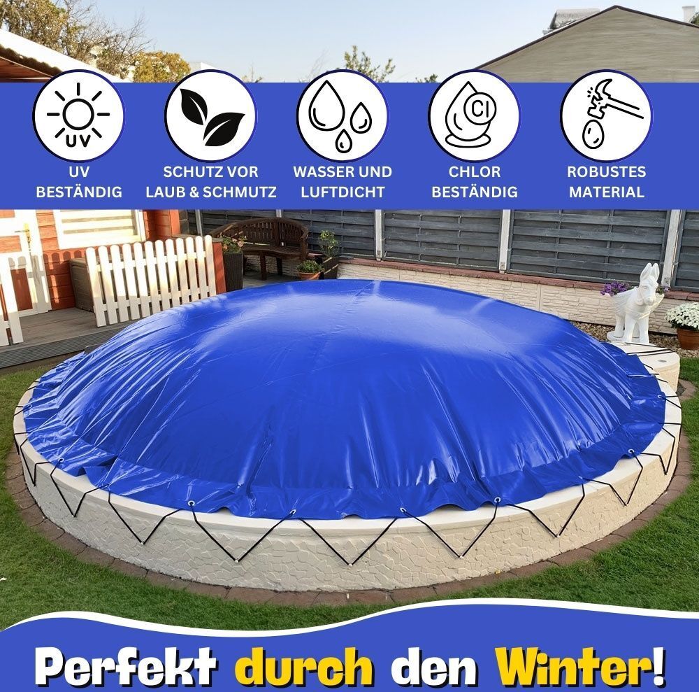 Aufblasbare Poolabdeckung Rundpool Ø 360 cm I Rund Pool 3,6 m I blau (RAL5002)