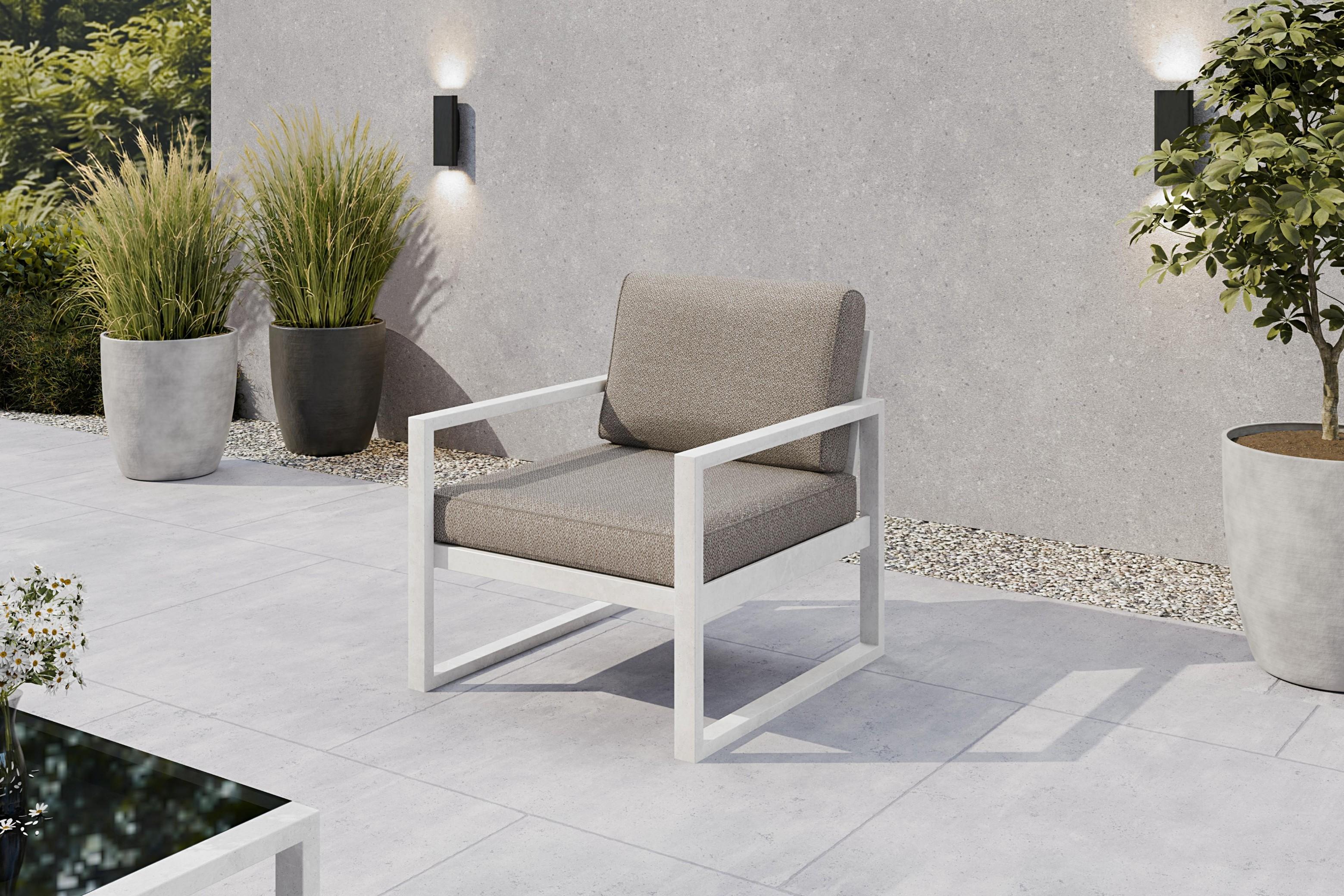 SOLAR Moderner Garten-Loungesessel mit Metallgestell - Wetterfeste Polster - Verschiedene Farben W/PD03