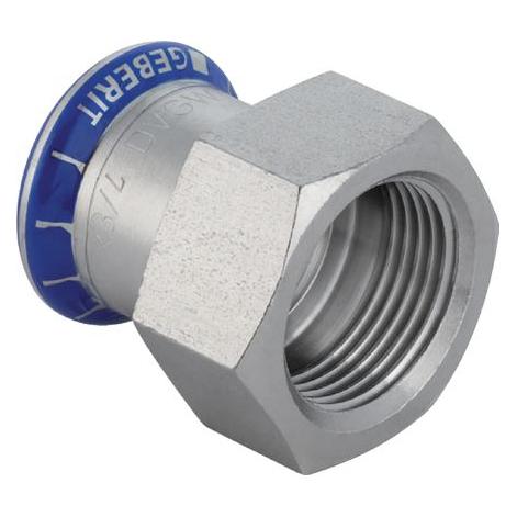 Geberit Mapress Stainless Steel Adapter, Internal Thread 42 mm x 3/2 Inch (31814) (31814)