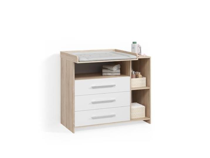 Livinity Wickelkommode Torino Weiß/Sonoma mit Schubladen