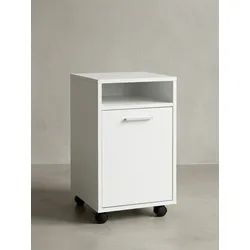 Rollcontainer Schubladen Tür Ablage Mit Rollen, Weiß 33x38x60 cm