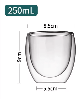 Inspire Picks ThermoClear Double Wall Glass Coffee Cup Heat Resistant Drinkware Set 250ml 3pcs