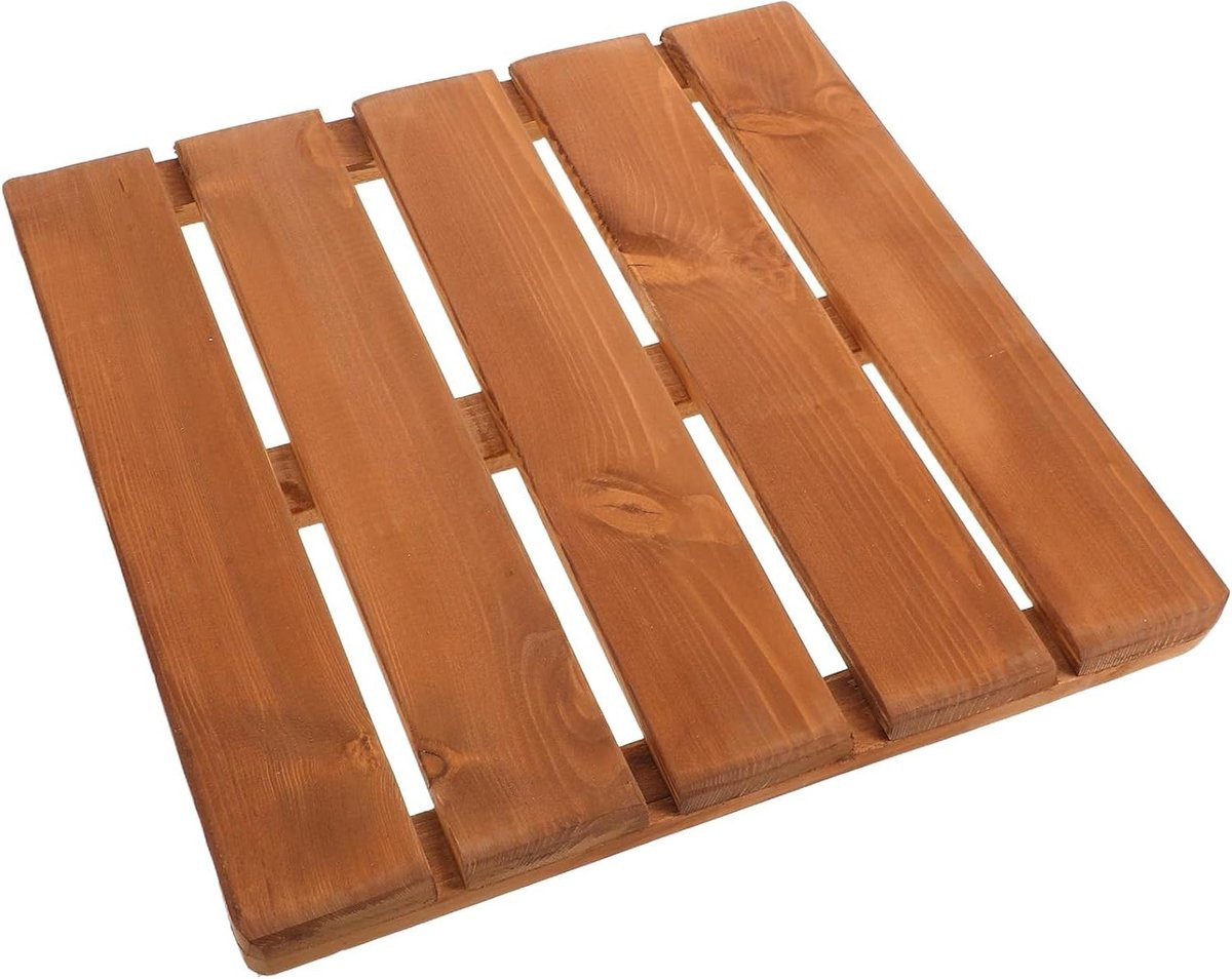 Houten Douchemat Donkerbruin - Antislip Badkamer Vloermat - 40 x 40 cm