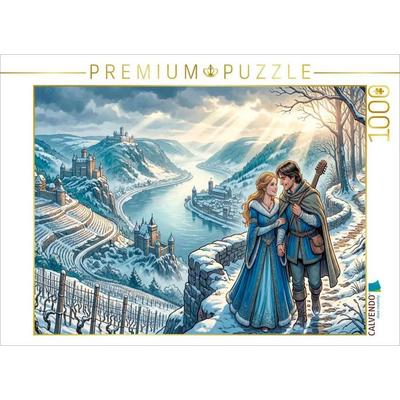 CALVENDO Puzzle Verliebt blicken sie über den Rhein | 1000 Teile Lege-Größe 64x48cm Foto-Puzzle für glückliche Stunden