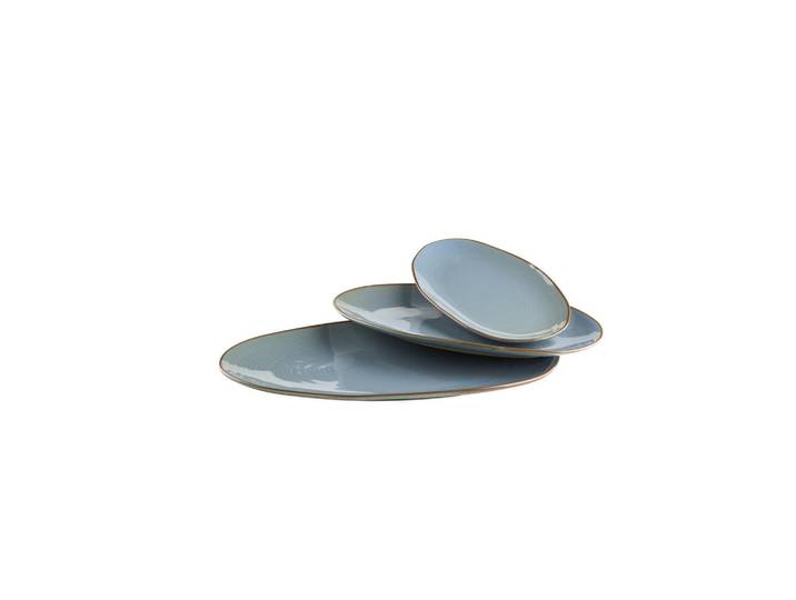 Mäser Servierplatten-Set, Blaugrau, Keramik, 3-teilig, oval, Geschirr, Tischkultur & Serviergeschirr, Servierplatten