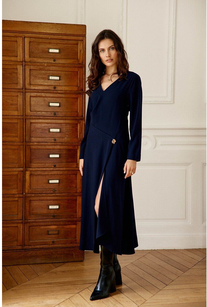 LA PETITE ETOILE Robe midi col V manches longues, ROSALOU